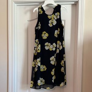 Tommy Hilfiger Black Midi Dress with Yellow & White Floral Print